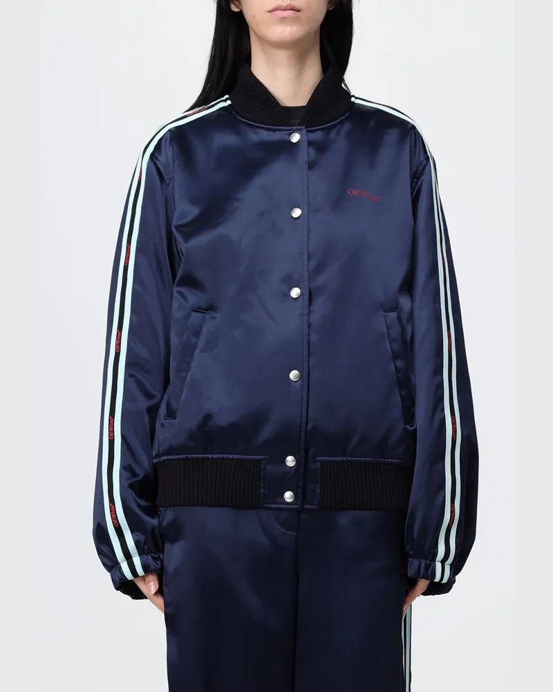 OFF-WHITE Satin-Bomberjacke Blau