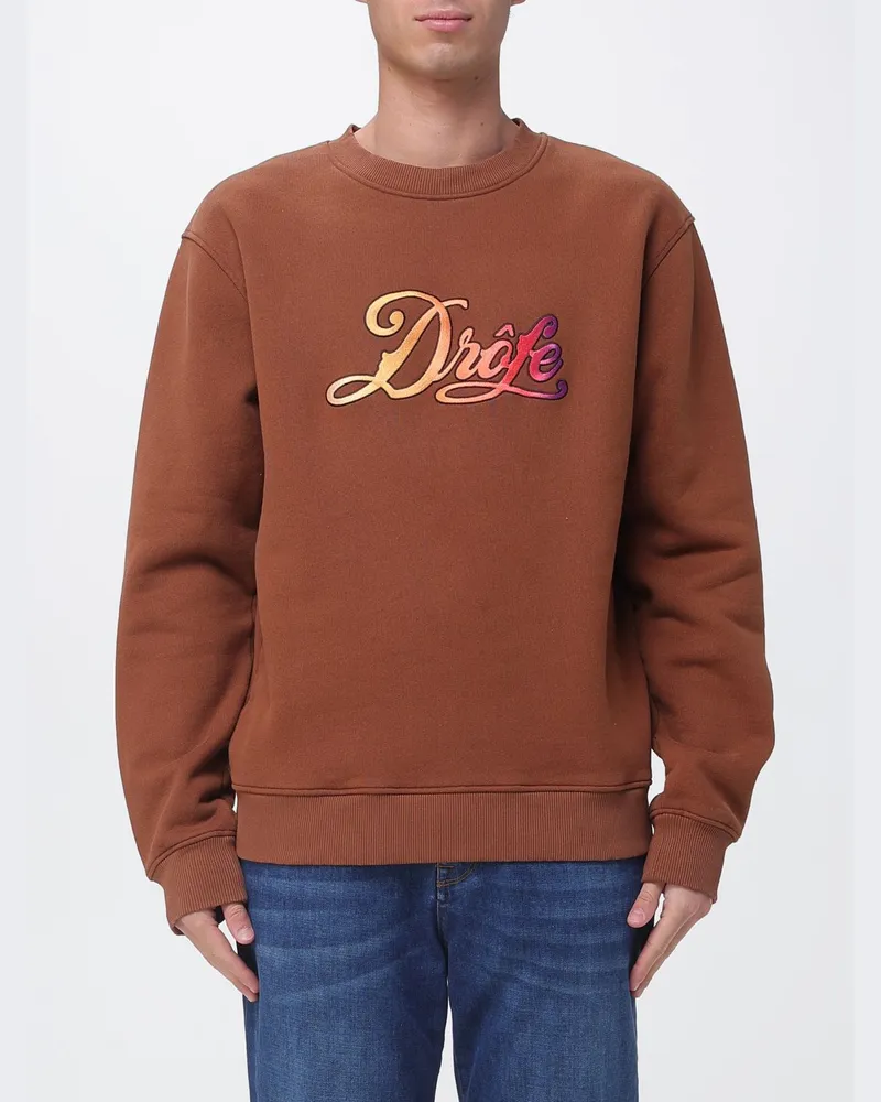 Drôle de Monsieur Rundhals-Sweatshirt aus Baumwollmischung mit Logo Braun