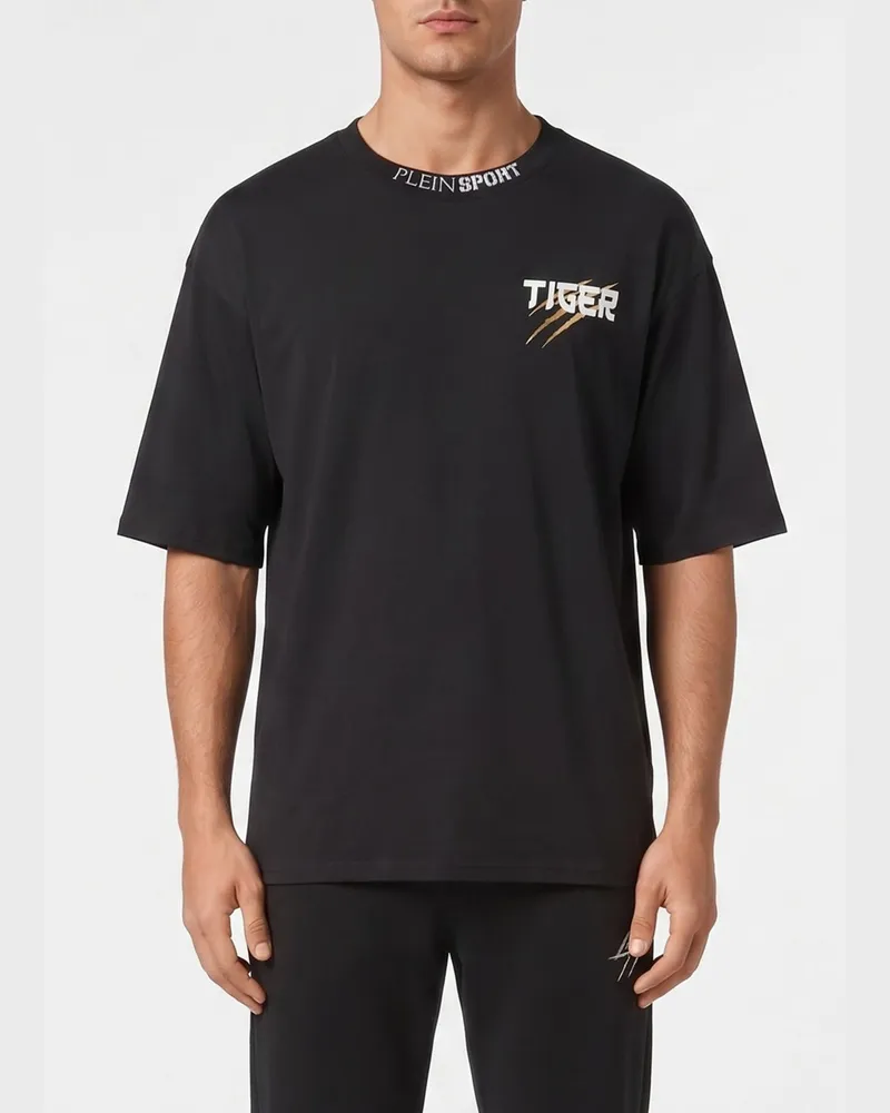 Philipp Plein Bedrucktes Baumwoll-T-Shirt Schwarz