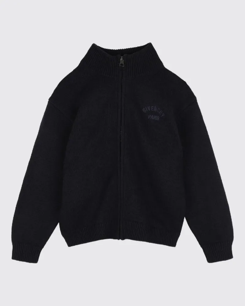 Givenchy Cardigan für Jungen aus Baumwolle und Kaschmir mit Reißverschluss und hohem Kragen Blau