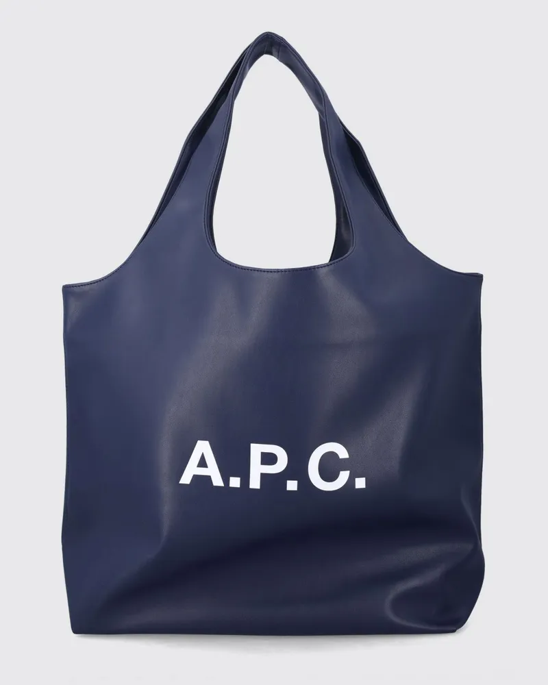 A.P.C. Große Ninon Tote-Bag aus recycelten Materialien mit gedrucktem Logo Blau