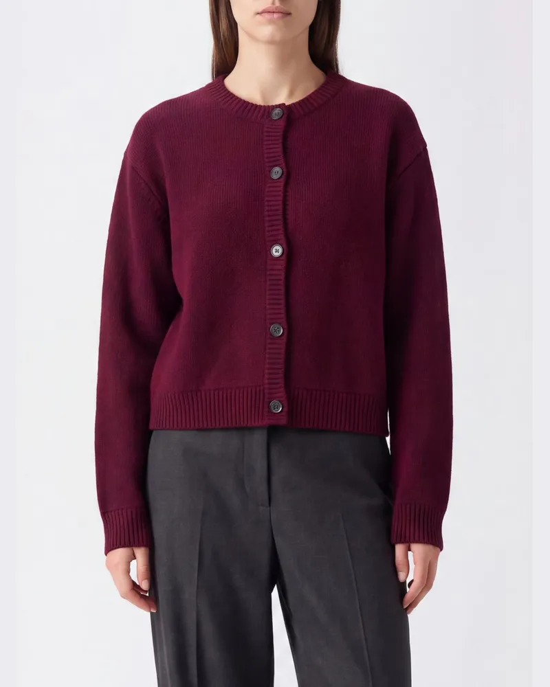 Lisa Yang Rundhals-Cardigan aus reinem Kaschmir mit Knopfverschluss Violett
