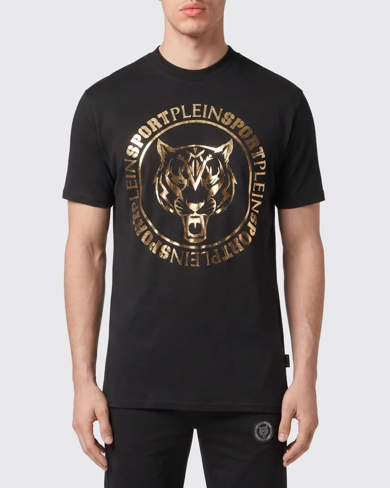 Philipp Plein Slim Fit Baumwoll-T-Shirt mit Grafikdruck und Ton-in-Ton-Logo Schwarz