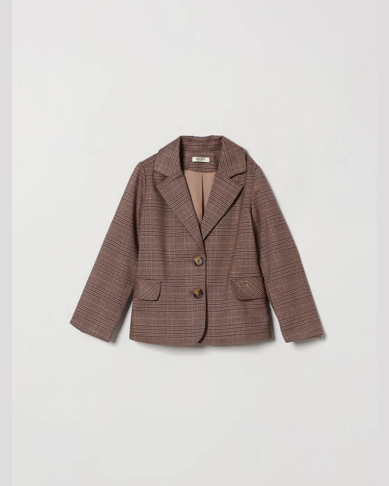 Liu Jo Einreihiger Blazer von für Mädchen mit Prince-of-Wales-Muster Braun