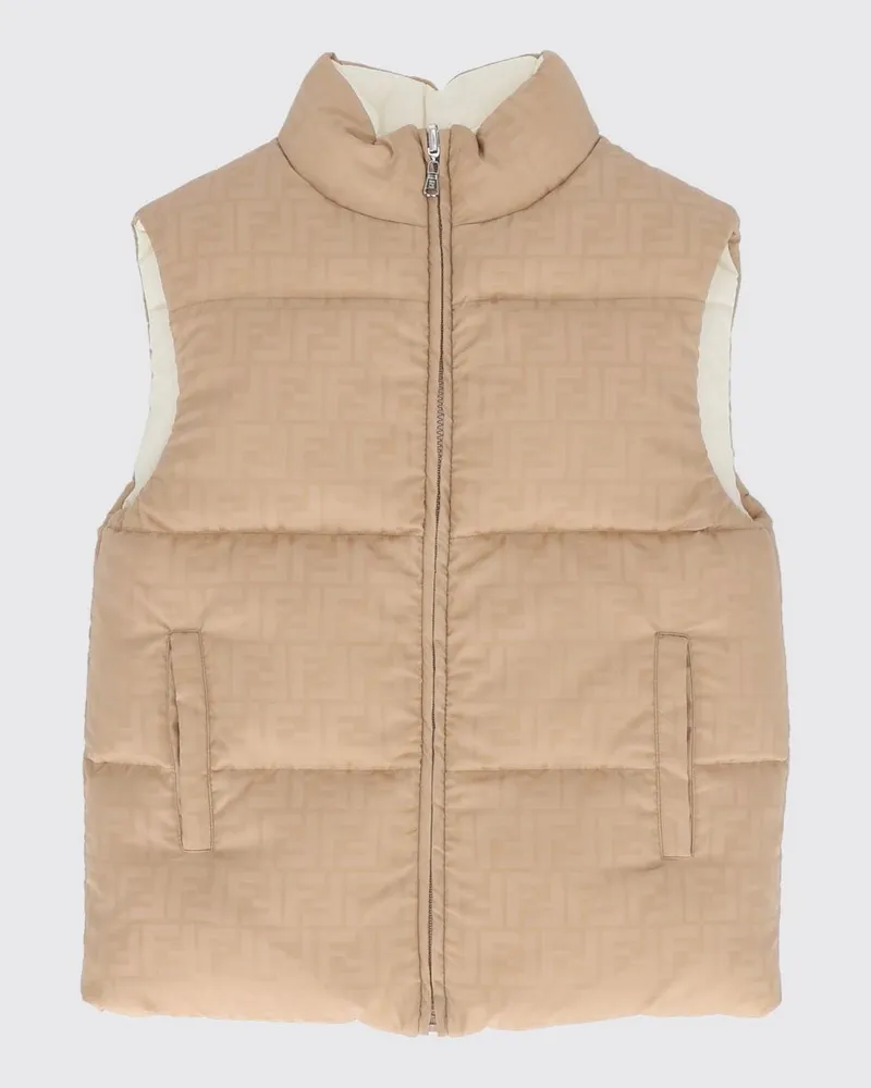 Fendi Wendbare, gepolsterte Weste für Jungen mit FF-Monogramm Weiß