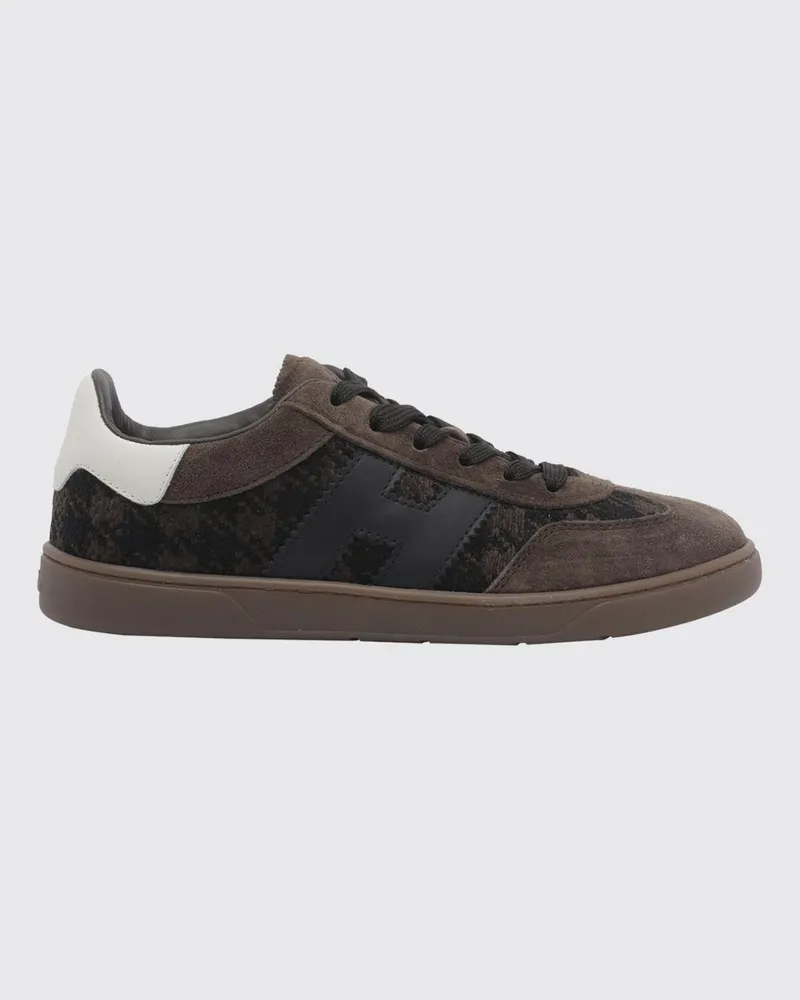 Hogan Cool Sneakers aus Leder und Jacquard-Stoff mit Monogramm und H-Logo Braun