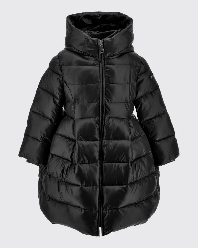 Monnalisa Gesteppte Nylon-Daunenjacke für Mädchen mit Kapuze Schwarz