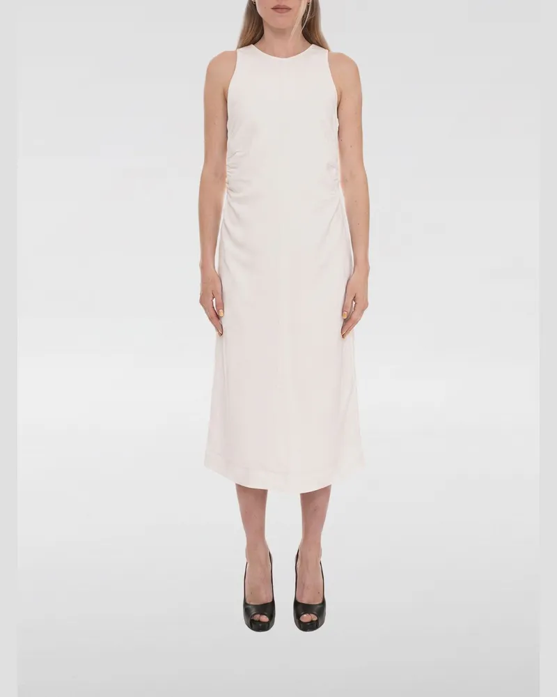 HUGO BOSS Delinna Midikleid aus Leinen Weiß