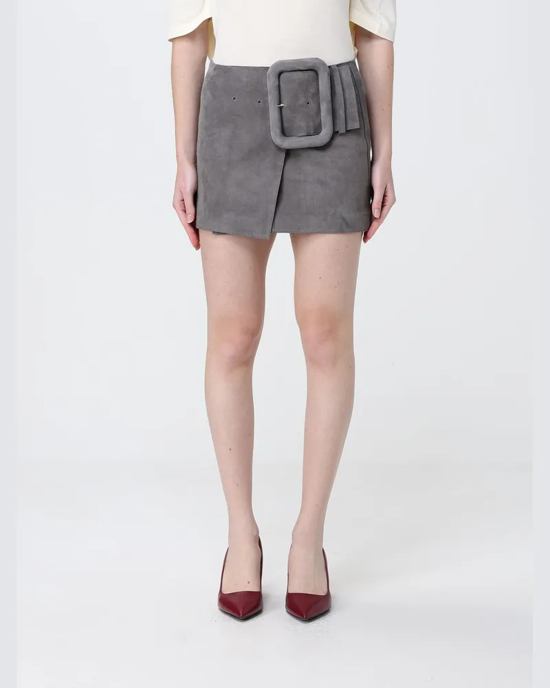 AMI Paris Wildleder-Minirock mit Schnalle Grau