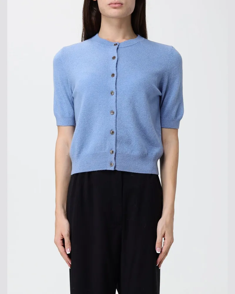 Lisa Yang Kurzärmeliger Cardigan von aus 100% Kaschmir mit Rundhalsausschnitt Hellblau