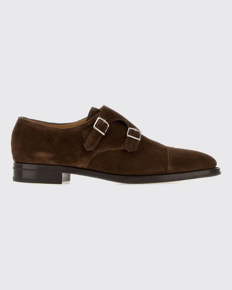 John Lobb Doppel-Monkstrap-Schuhe aus Veloursleder mit runder Spitze Braun