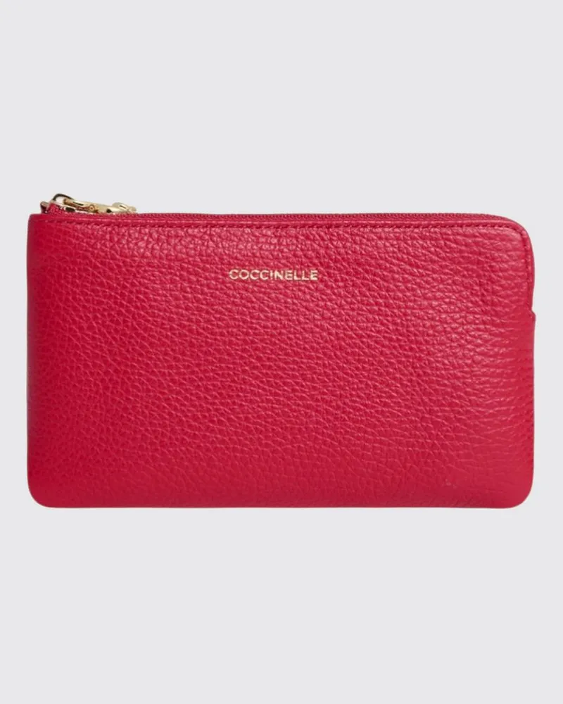 Coccinelle C-Me Softy Genarbtes Leder Pochette Rot