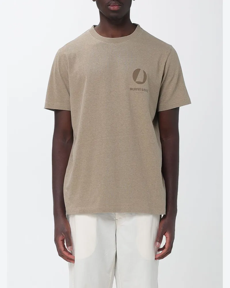 Murphy & Nye Rundhals-Baumwoll-T-Shirt mit kontrastierendem Rückenlogo Grau