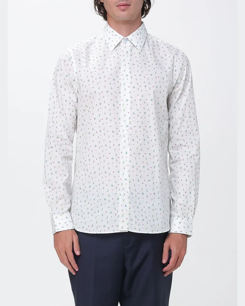 Paul Smith Slim-Fit Hemd aus Bio-Baumwolle mit Blumendruck Weiß