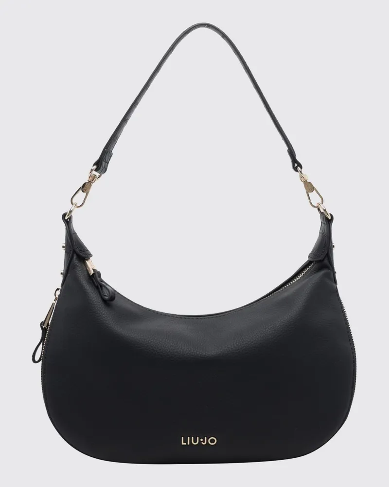 Liu Jo Hobo-Tasche von aus Kunstleder mit Monogramm und abnehmbarem Riemen Schwarz