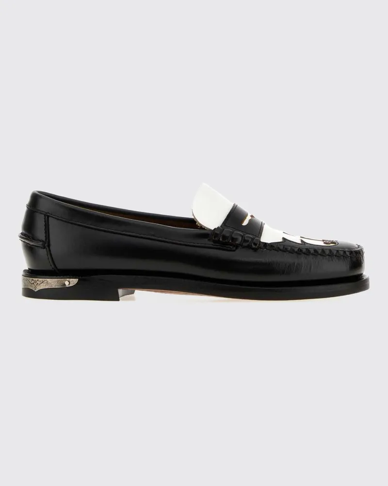 Sebago Classic Dan Penny Loafers aus gebürstetem Leder mit Ledersohle Schwarz