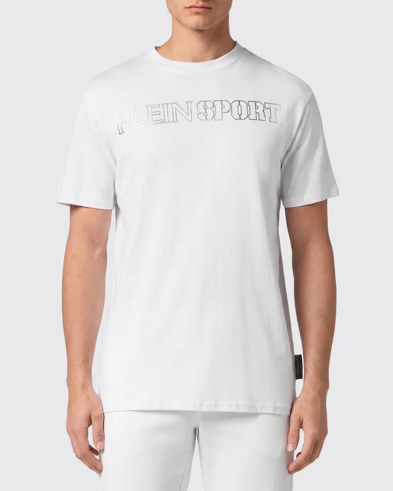 Philipp Plein Slim-Fit Baumwoll-T-Shirt von mit Grafikprint und laminiertem Logo Weiß