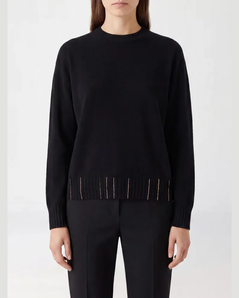 Fabiana Filippi Pullover aus Schurwolle, Seide und Kaschmir mit Monili Blau
