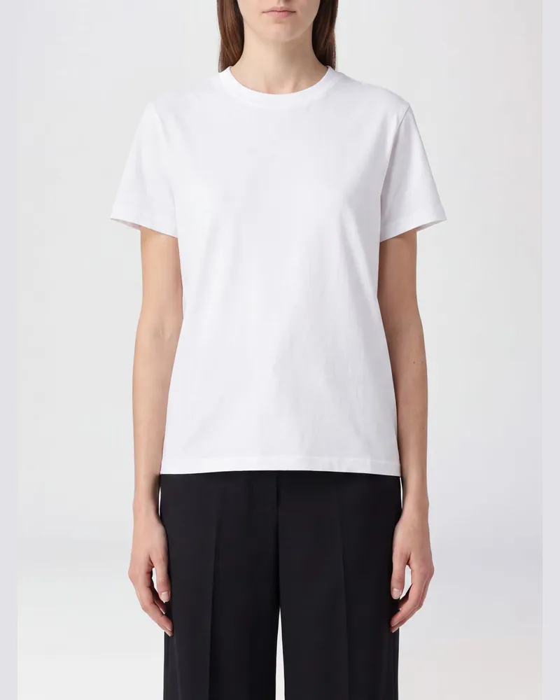 Studio Nicholson Kurzärmeliges Rundhals-T-Shirt aus reiner Baumwolle Weiß