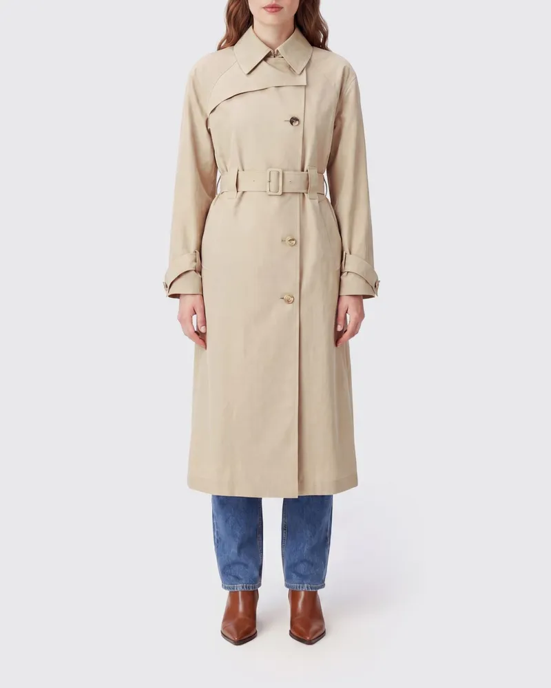 SPORTMAX Zweireihiger Baumwollmischgewebe-Trenchcoat Cream