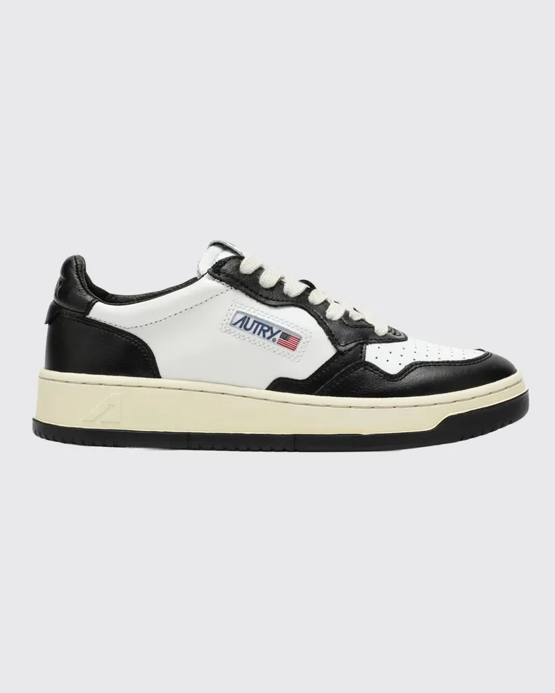 AUTRY Medalist Low Sneakers aus Kalbsleder mit perforierter Zehenkappe Bianco