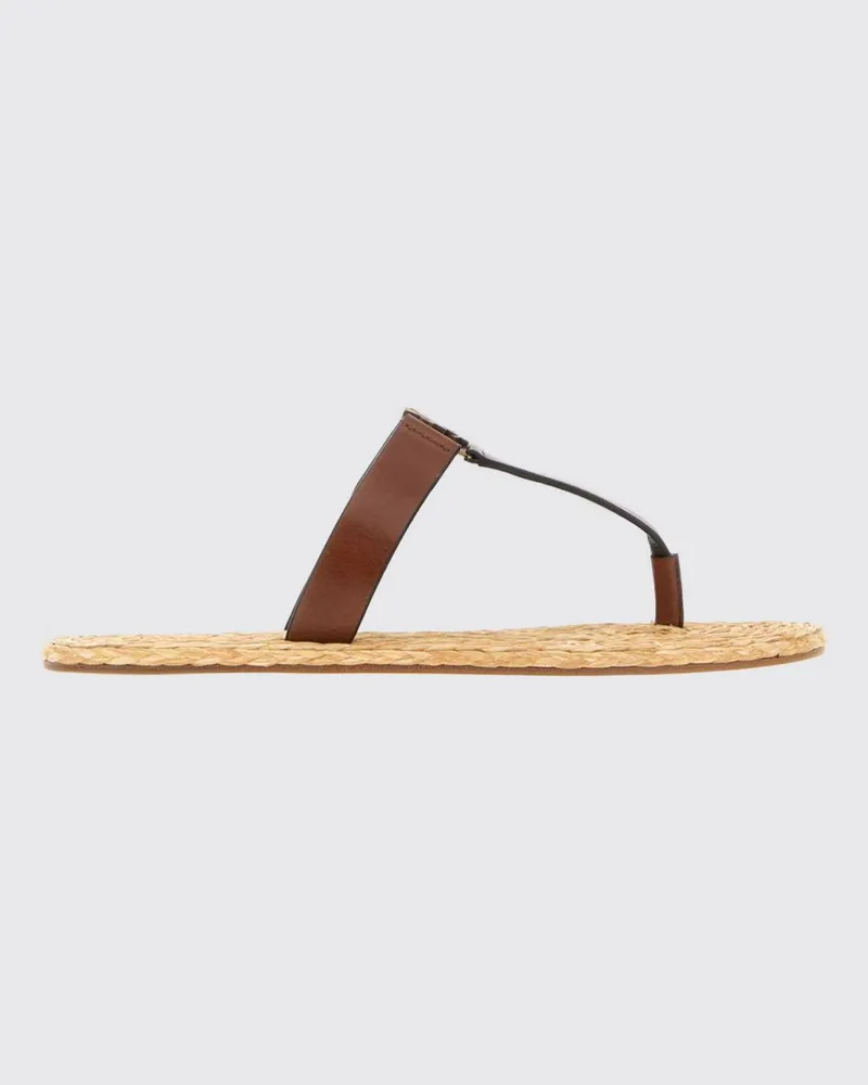 Saint Laurent Babylone Leder-Flip-Flops Burnt