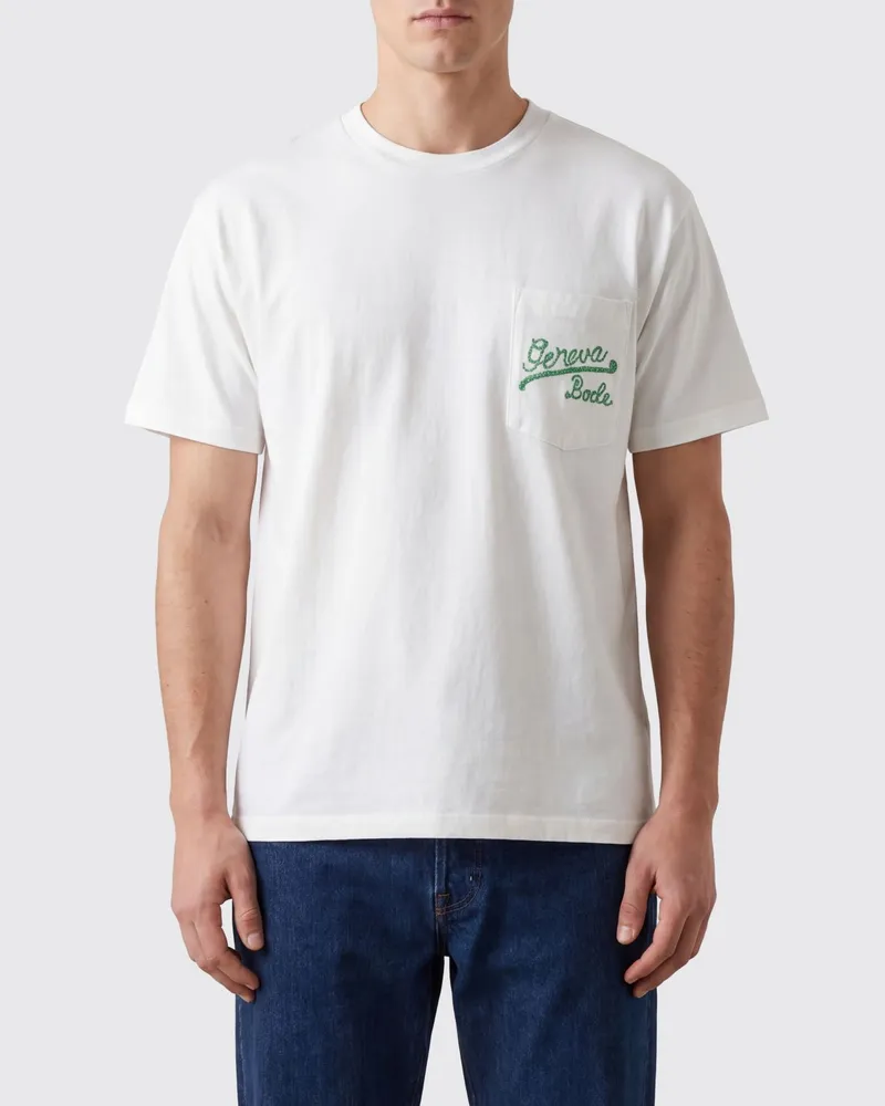 BODE T-Shirt aus Baumwolle mit gesticktem Logo und Brusttasche Yellow