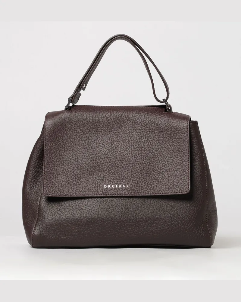 Orciani Mittelgroße Handtasche Sveva aus gehämmertem Leder mit Metalllogo Burgunderrot