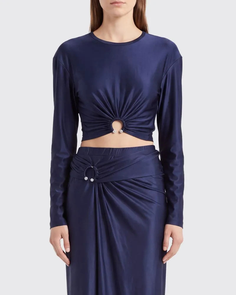 Paco Rabanne Crop-Top aus Viskose Blau