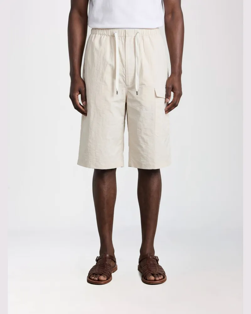 Christophe Lemaire Knielange Baumwoll-Cargoshorts von mit Seitentaschen und Kordelzug Grau