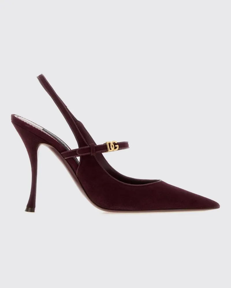 Dolce & Gabbana DOLCE  GABBANA Slingback-Pumps aus Veloursleder mit Stiletto-Absatz und DG-Logo Dolce & Gabbana Burgunderrot
