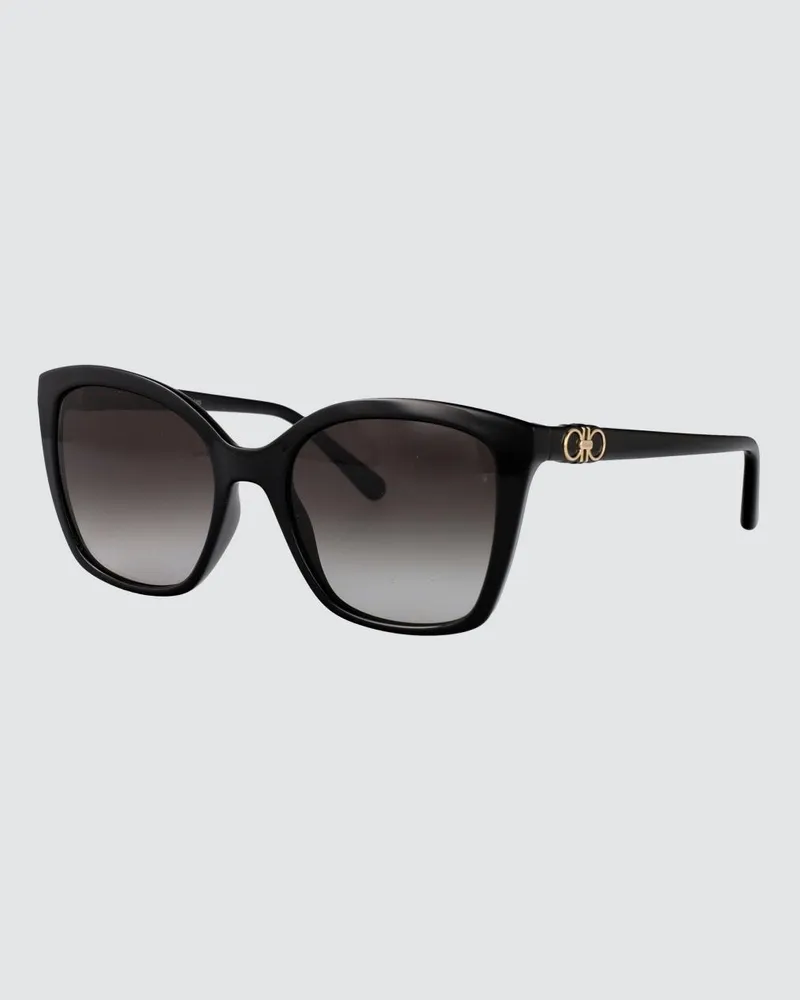 Ferragamo Cat-Eye-Sonnenbrille aus Acetat mit Gancini-Detail Schwarz