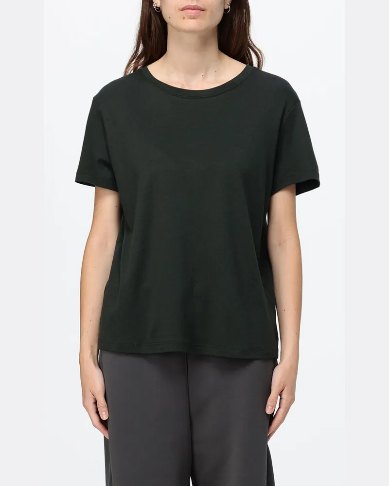 Max Mara Max Mara T-Shirt aus Baumwollmischung mit Rundhalsausschnitt und überschnittenen Schultern Grün