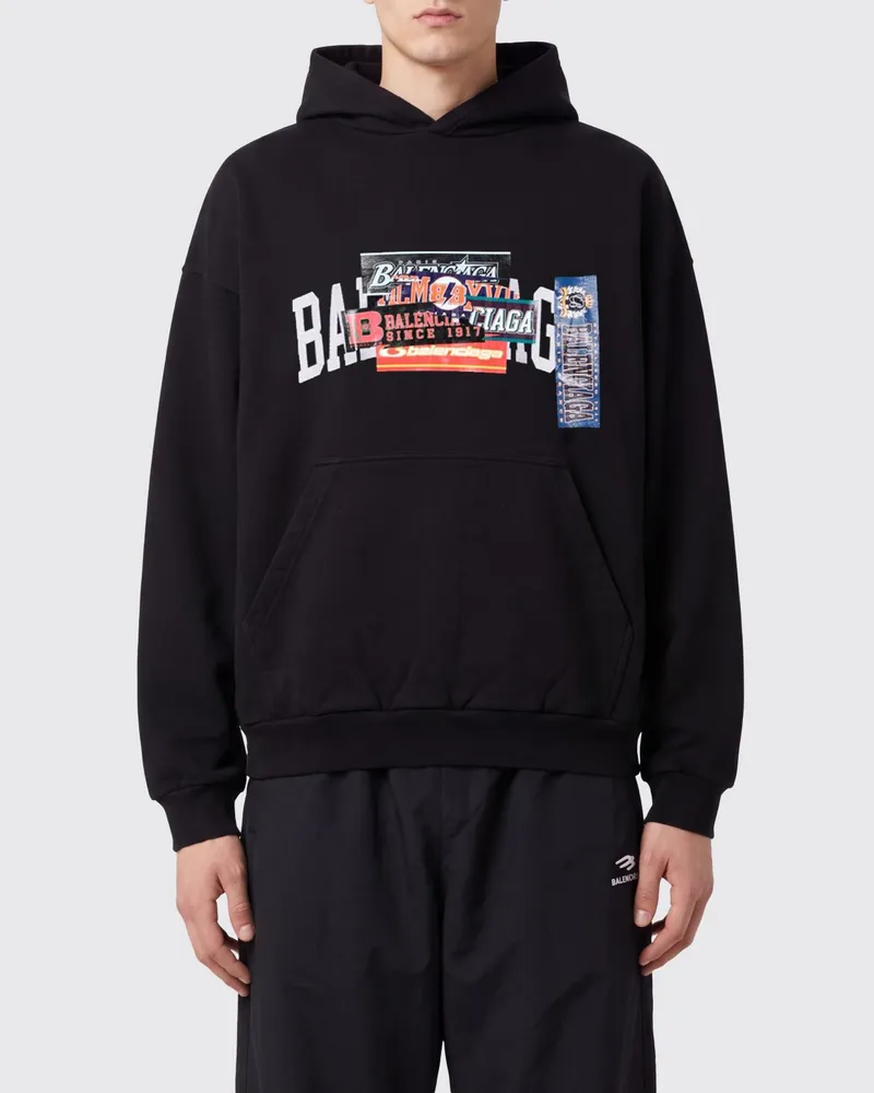 Balenciaga Baumwoll-Hoodie mit Grafikdruck Schwarz