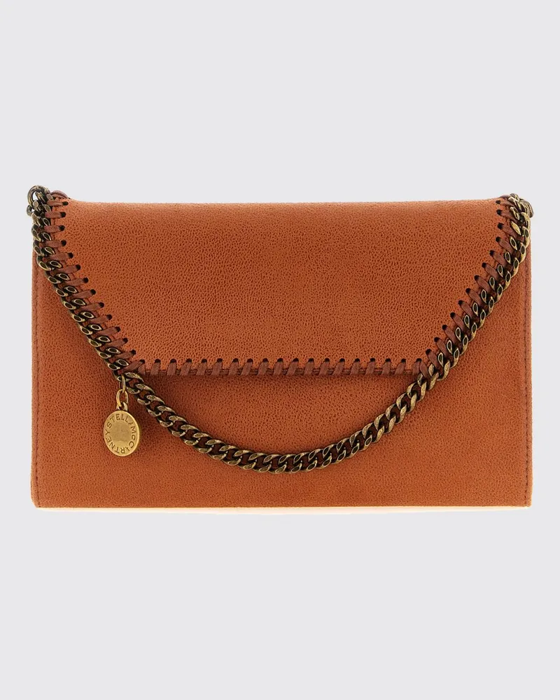 Stella McCartney Falabella Wallet on Chain Mini-Tasche mit Kettenbesatz Orange