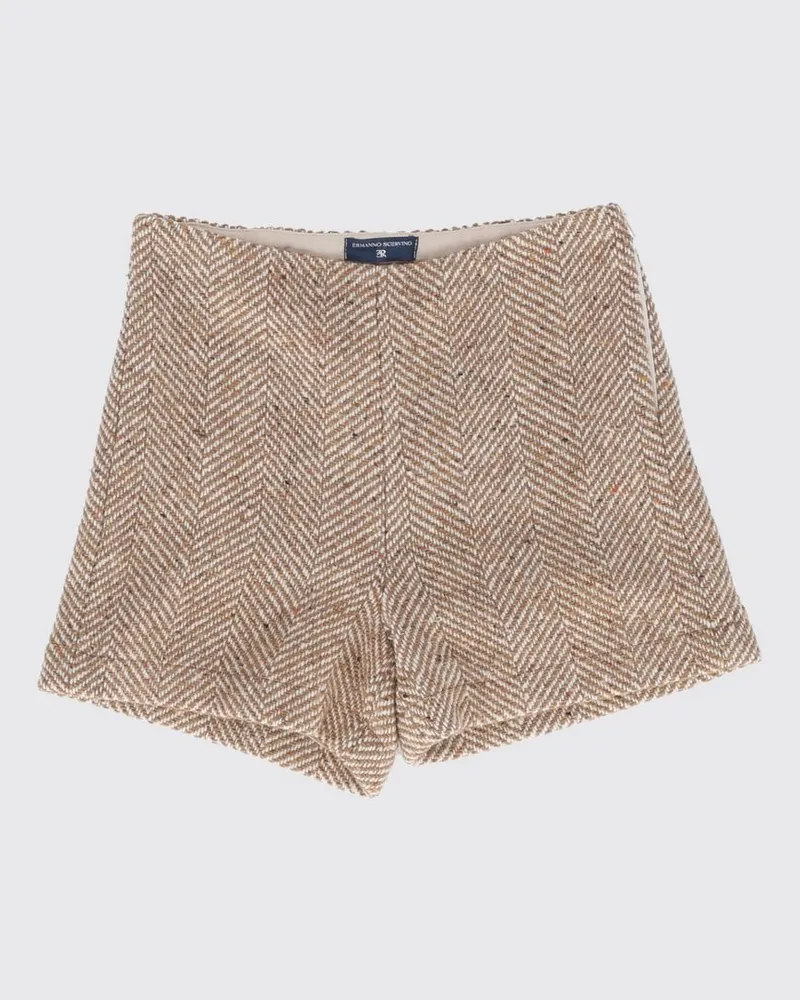 Ermanno Scervino Chevron-Wollmisch-Shorts für Mädchen Weiß