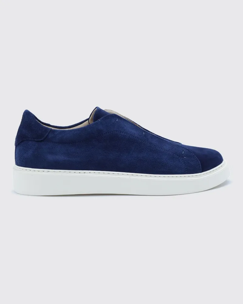 Eleventy Slip-on-Sneaker aus Veloursleder mit elastischen Einsätzen Charcoal