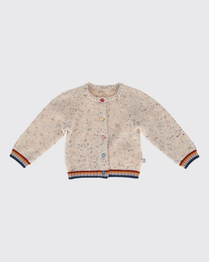 Stella McCartney Kids Cardigan für Jungen aus Wollmischung mit abstraktem Muster Weiß