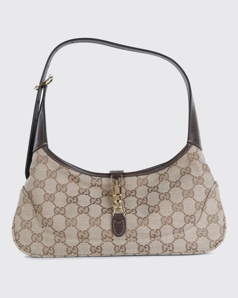 Gucci Jackie Slim Tasche aus Canvas mit GG Jacquard-Monogramm Sand