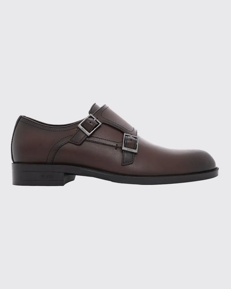 HUGO BOSS Tayil Monkstrap-Schuhe aus Glattleder mit spitzer Kappe Braun