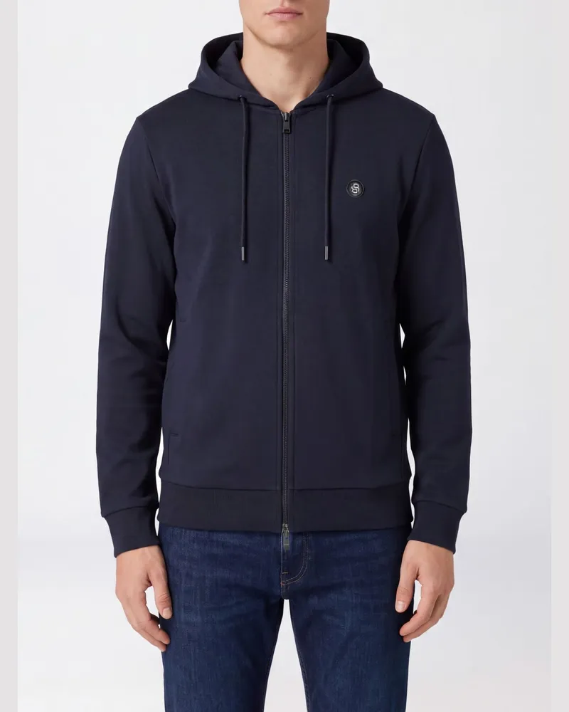 HUGO BOSS Baumwoll-Hoodie mit Zwei-Wege-Reißverschluss Blau