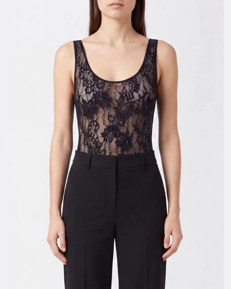 Zimmermann Schulterfreies Abend-Top aus transparenter Spitze Schwarz