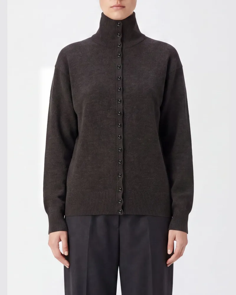 Christophe Lemaire Hochgeschlossener Cardigan aus reiner Wolle mit Knopfverschluss Braun