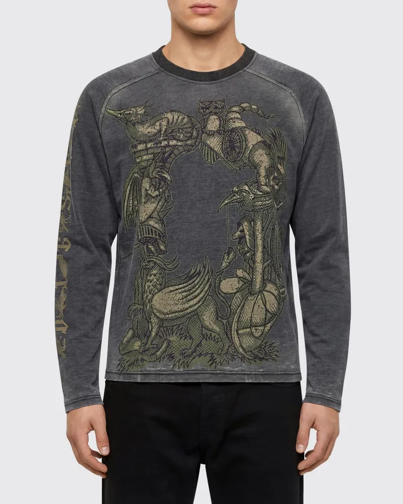 Diesel Bedrucktes T-Shirt aus Baumwollmischung Grau