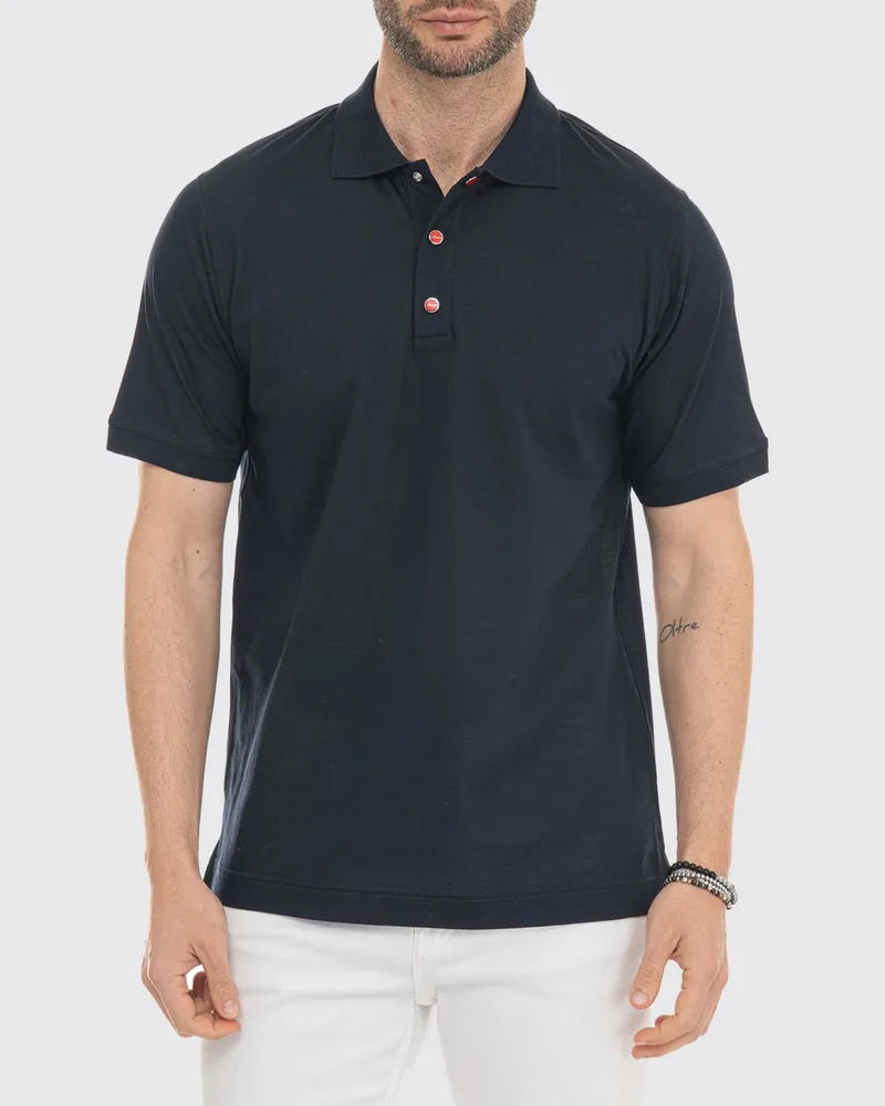 Kiton Kurzärmeliges Poloshirt aus 100% Baumwolle mit klassischem Kragen Blau