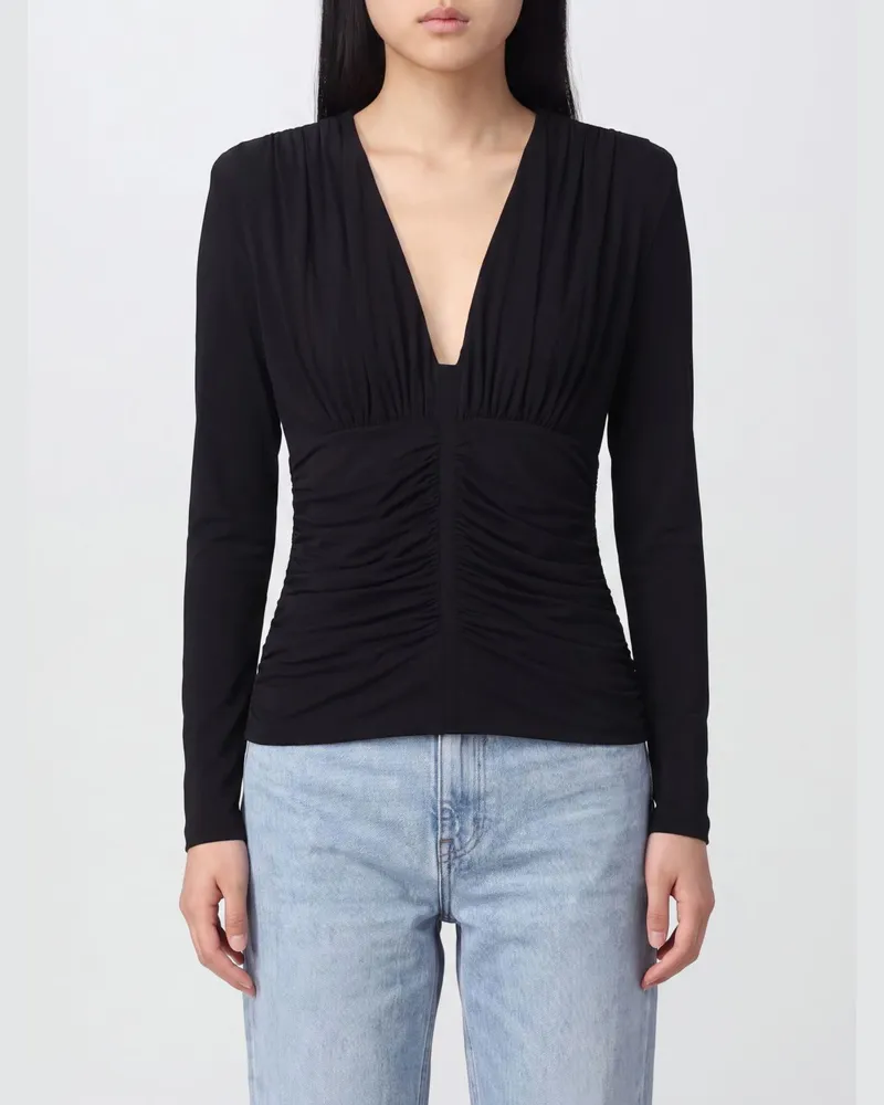SPORTMAX Drapiertes Abend-Top aus Viskose von mit tiefem V-Ausschnitt Schwarz