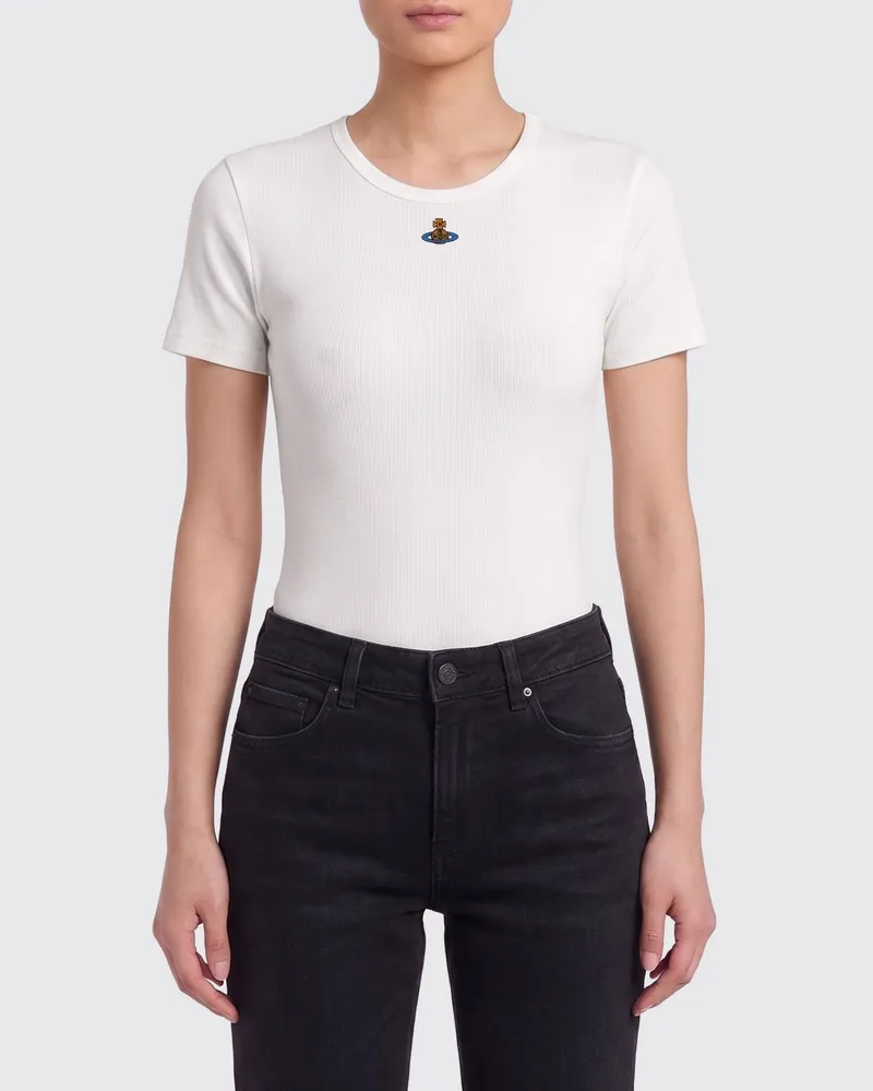 Vivienne Westwood Orb Logo Stretch-Baumwoll-Body Weiß