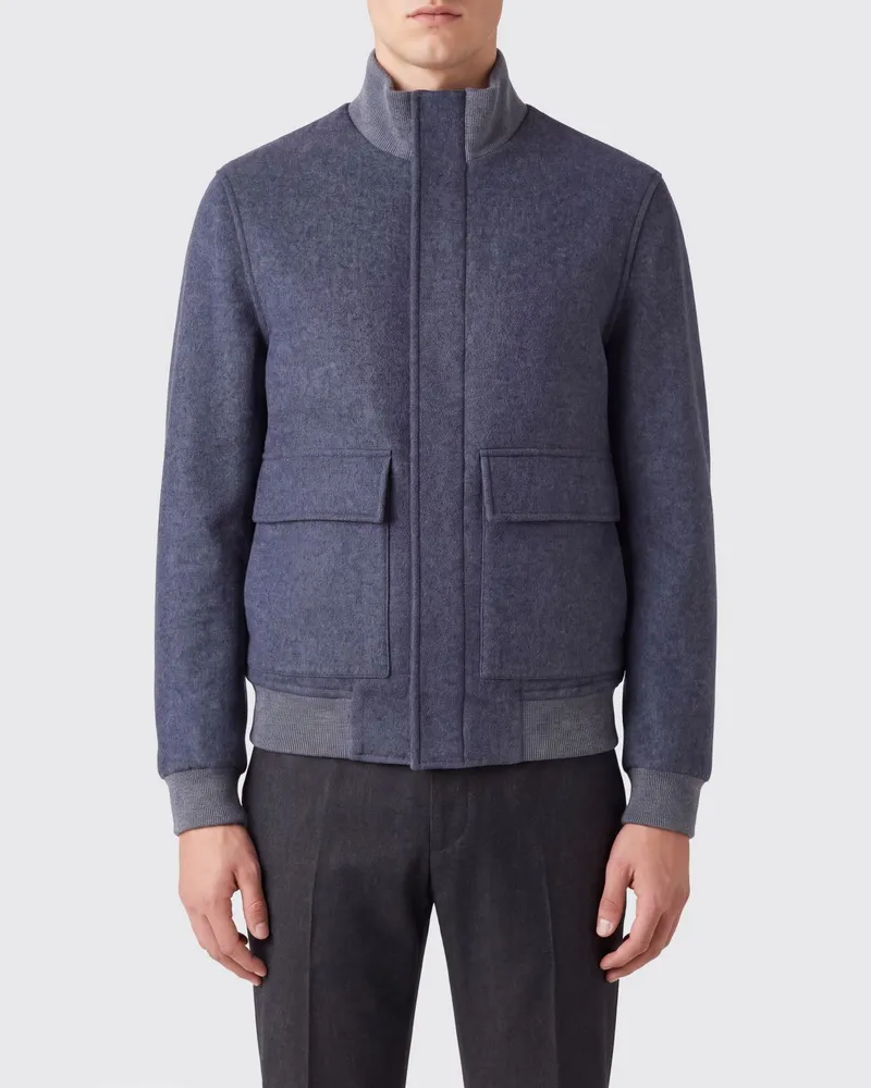 Brunello Cucinelli Bomberjacke aus Wolle und Kaschmir mit Stehkragen Weiß