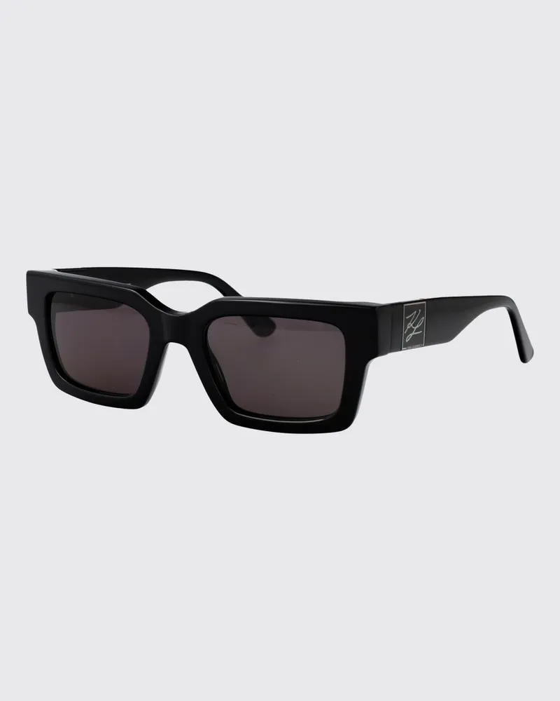 Karl Lagerfeld Rechteckige Acetat-Sonnenbrille mit Ton-in-Ton-Logo Schwarz