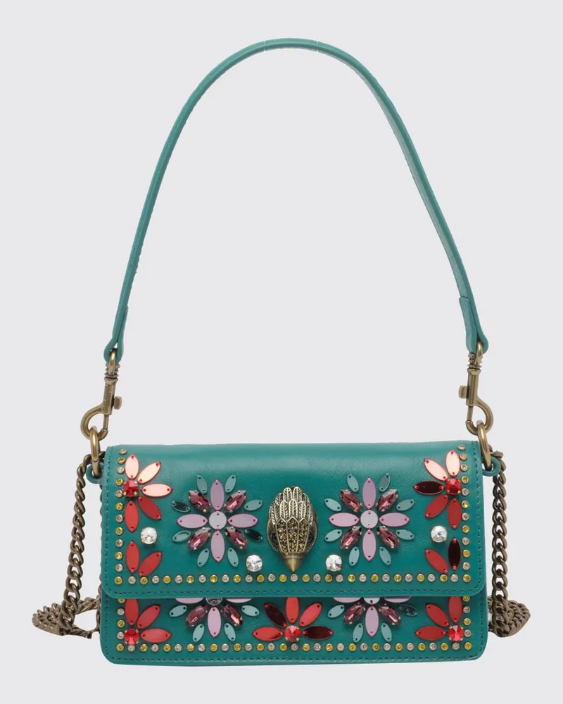 Kurt Geiger Sloane Schultertasche von aus Leder mit Paillettenstickerei Grün